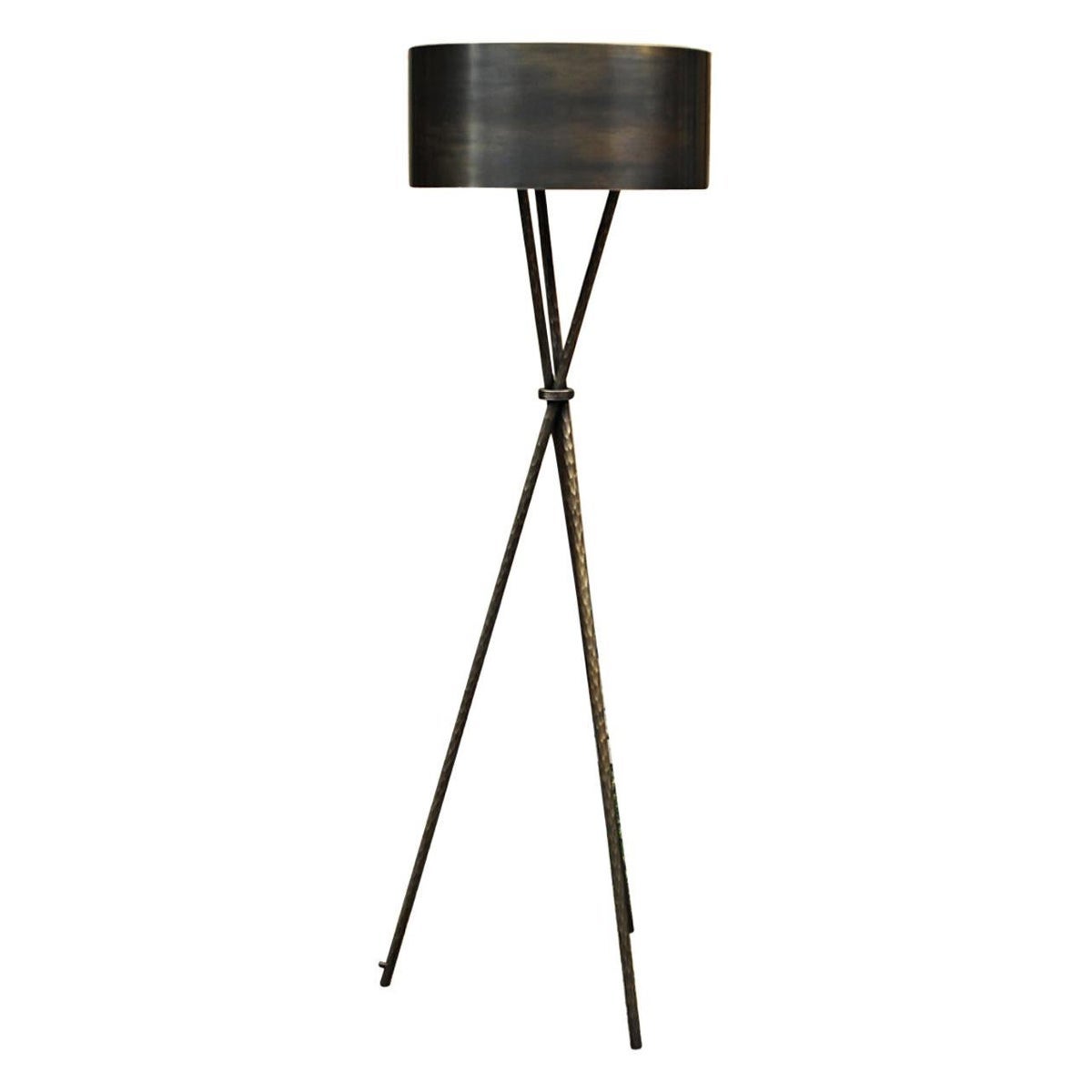 Croisette Brass Floor Lamp, Signed by Stefan Leo