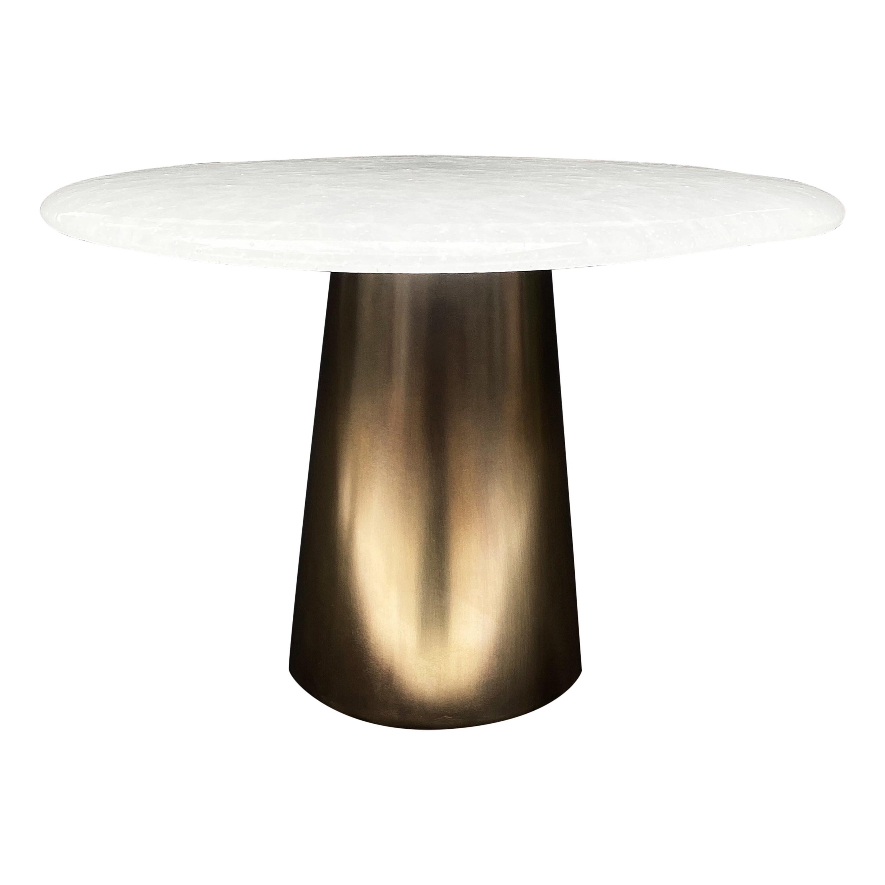 Kinoko Brass and Glass Side Table, Signed by Stefan Leo For Sale