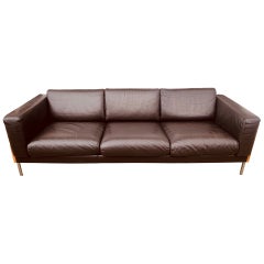 Vintage 2000s Dark Brown Leather 3-Seater Robin Day for Hille Habitat Sofa