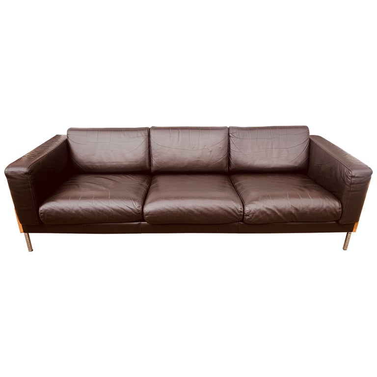 Vintage 2000s Dark Brown Leather 3-Seater Robin Day for Hille Habitat Sofa  For Sale at 1stDibs
