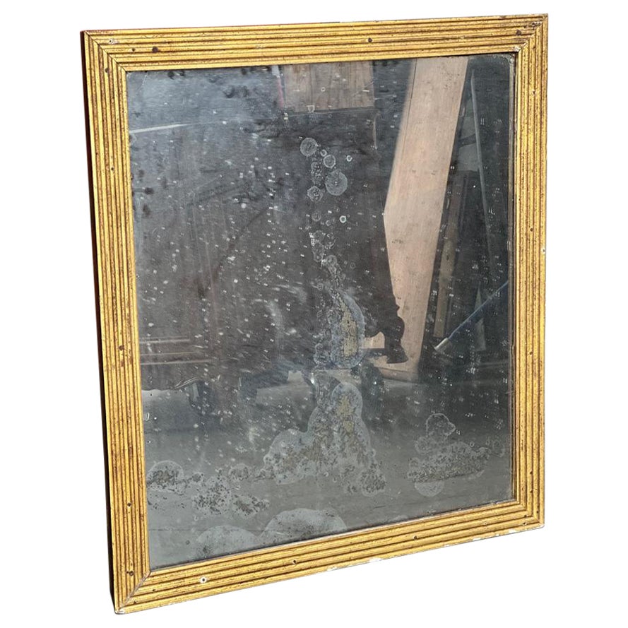 Early 19th Century French Reeded Frame Gilt Wall Mirror For Sale