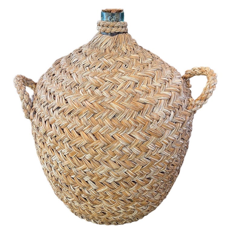Italian Woven Seagrass Wine Bottle For Sale at 1stDibs