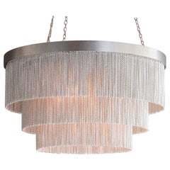 Contemporary 20" Flat Nickel Chandelier with Silver Chain by Tigermoth Lighting