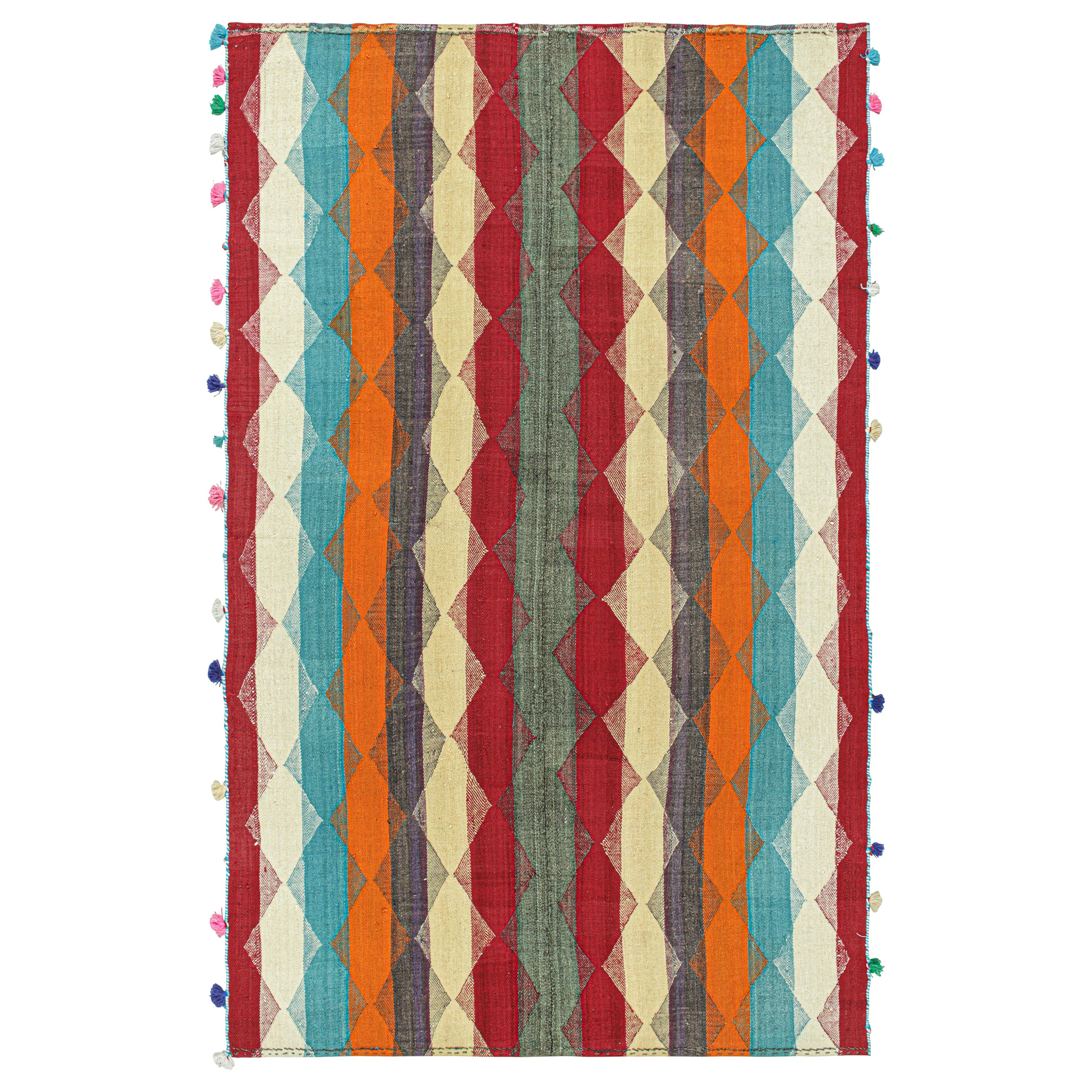 Tapis Kilim persan vintage à rayures multicolores et diamants par Kilim