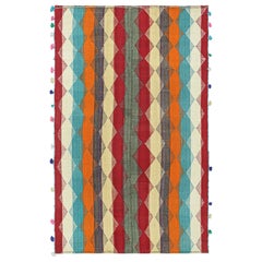 Kilim persiano vintage con strisce e diamanti multicolore di Rug & Kilim