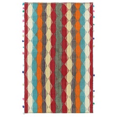 Tapis Kilim persan vintage à rayures multicolores et diamants par Kilim