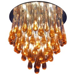 Luminaire ou porte-chandelle en verre de Murano à goutte d'or