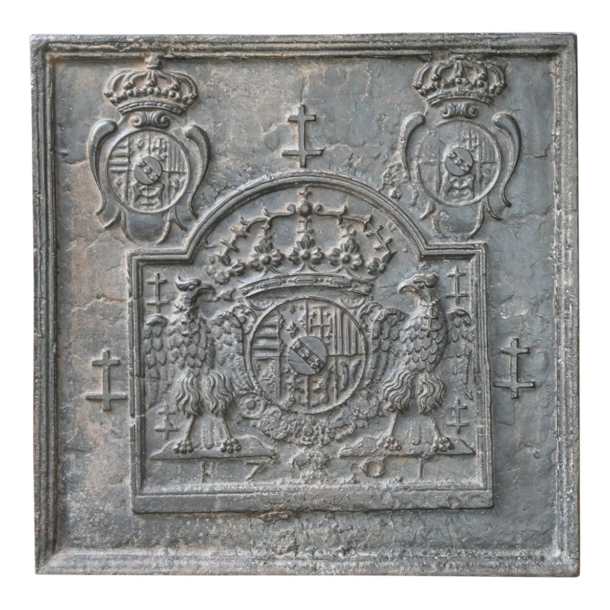 Antique French 'Arms of Lorraine' Fireback / Backsplash, 17th Century