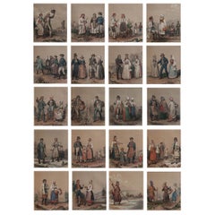 Set of 20 Original Antique Prints of Swedish and Norwegian Costumes, C.1850