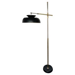 Vintage Mid-Century Modern Floor Lamp Brass Lacquered Metal by Lumi, Italy, 1950s