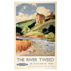 Original Retro Travel Poster The River Tweed Scotland British Railways Design