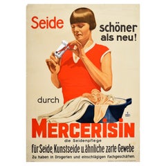 Original Antique Advertising Poster Mercerisin Silk Care Soap Laundry Design Art