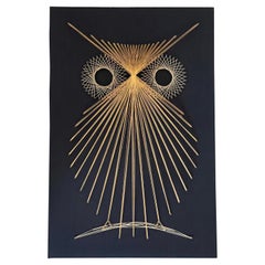 Mid-Century Three-Dimensional Owl String Art Wall Hanging Sculpture