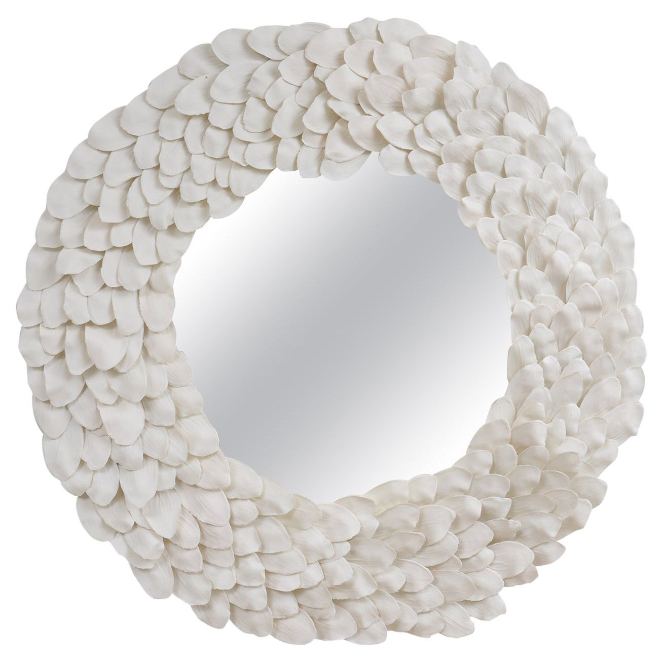 Specchio francese a petali in ceramica fatto a mano su misura in vendita
