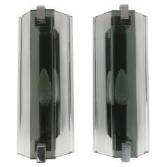 Set di 2 lampade da parete in vetro di metà secolo di Veca, Italia, anni '70