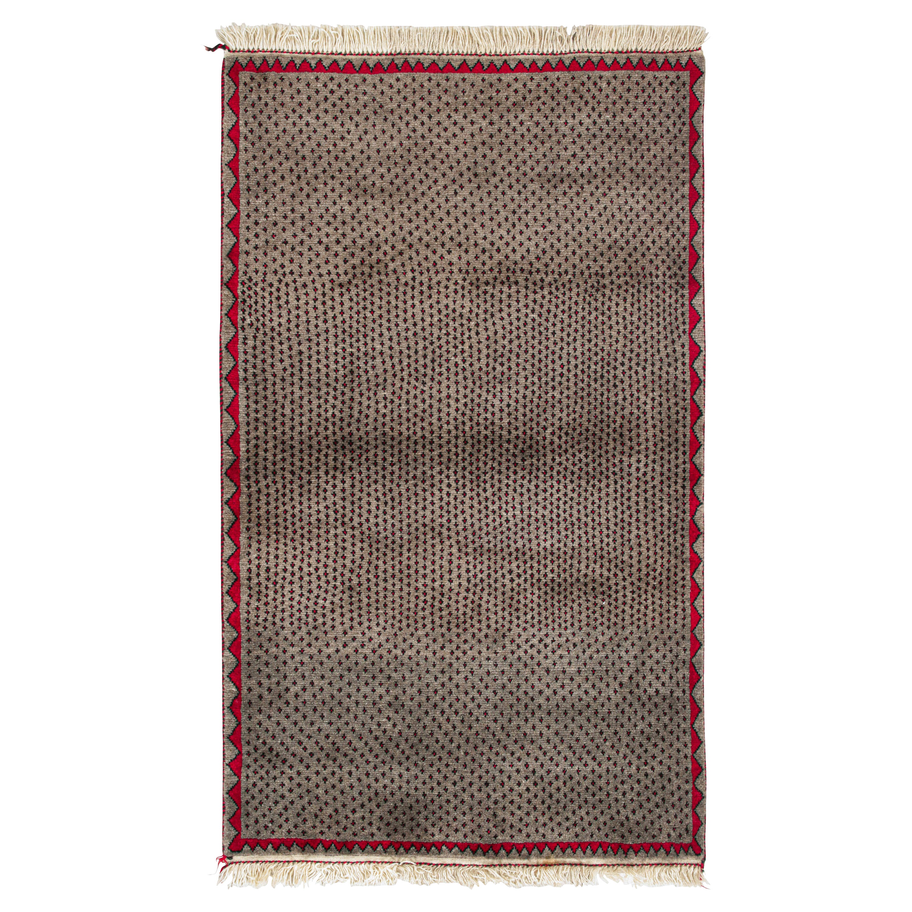 Vintage Persian Rug in Beige with Red & Black Geometric Patterns by Rug & Kilim