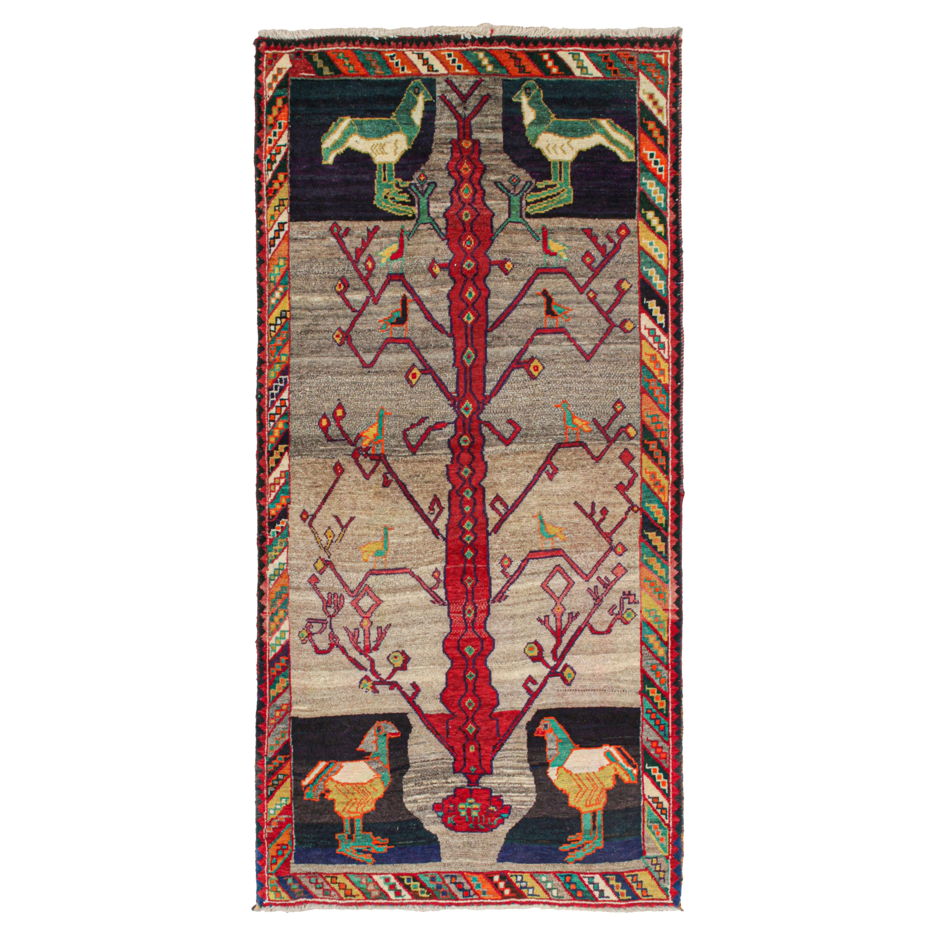 Vintage Persian Tribal Runner with Vibrant Pictorials
