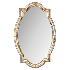 Hollywood Regency Faceted Mosaic Gilt Metal Mirror