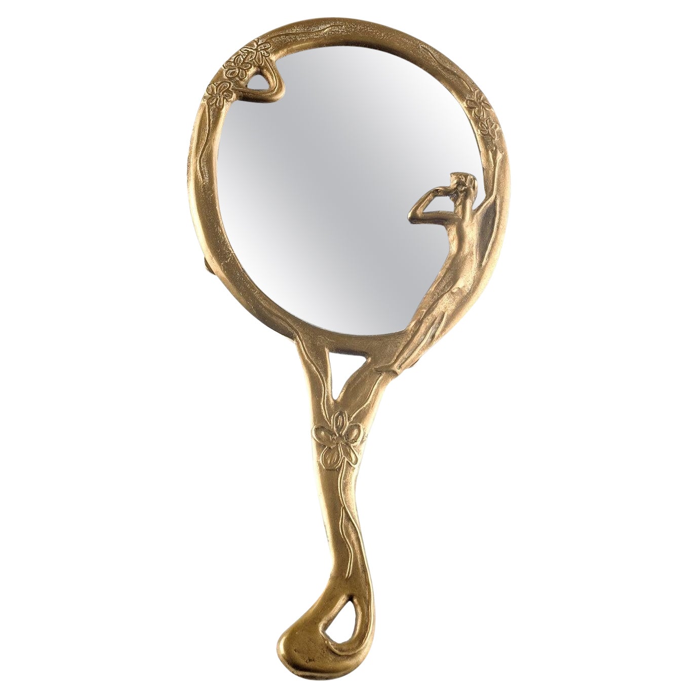 French Art Nouveau Vanity Hand Mirror For Sale