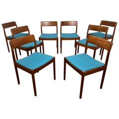 Set of Eight Danish Teak Dining Chairs by Johannes Norgaard, circa 1960s