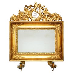 19th Century Karl Johan Swedish Gilted Lyre Girandoles Mirror