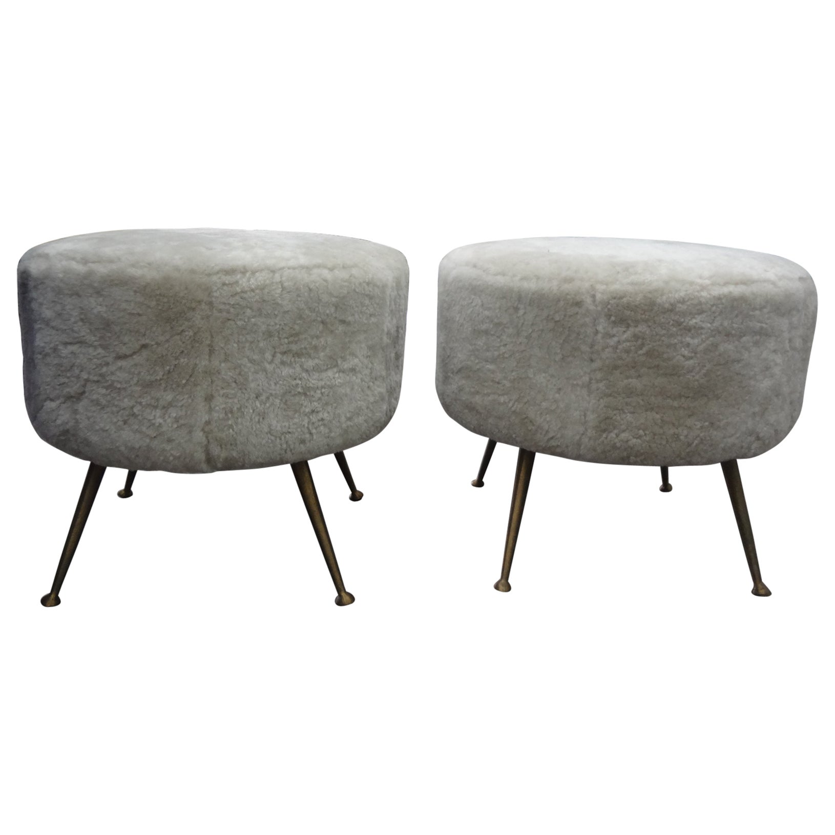 Pair of Italian Gio Ponti Inspired Poufs For Sale