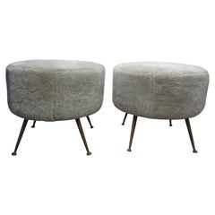 Pair of Italian Gio Ponti Inspired Poufs / Ottomans