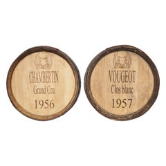 Pair of Used French Oak Wine Barrel Facades, Chambertin and Vougeot