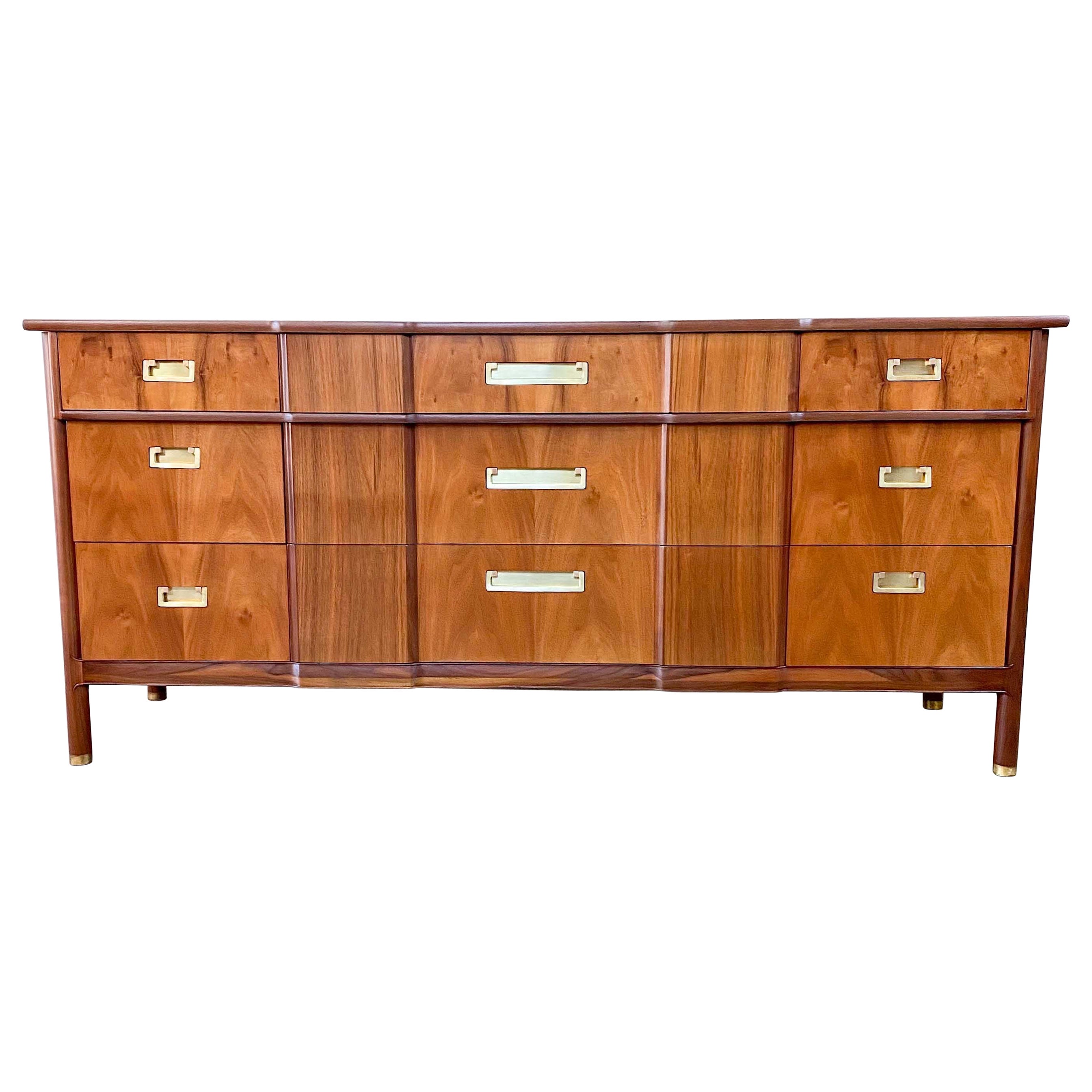 John Widdicomb Nine Drawer Rosewood Dresser J. Stuart Clingman, 1950s