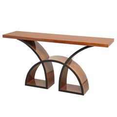 Walnut and Rosewood Veneer Console