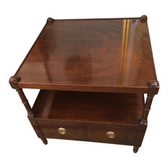 Elegant Pair of Large Square Mahogany End Tables or Night Stands