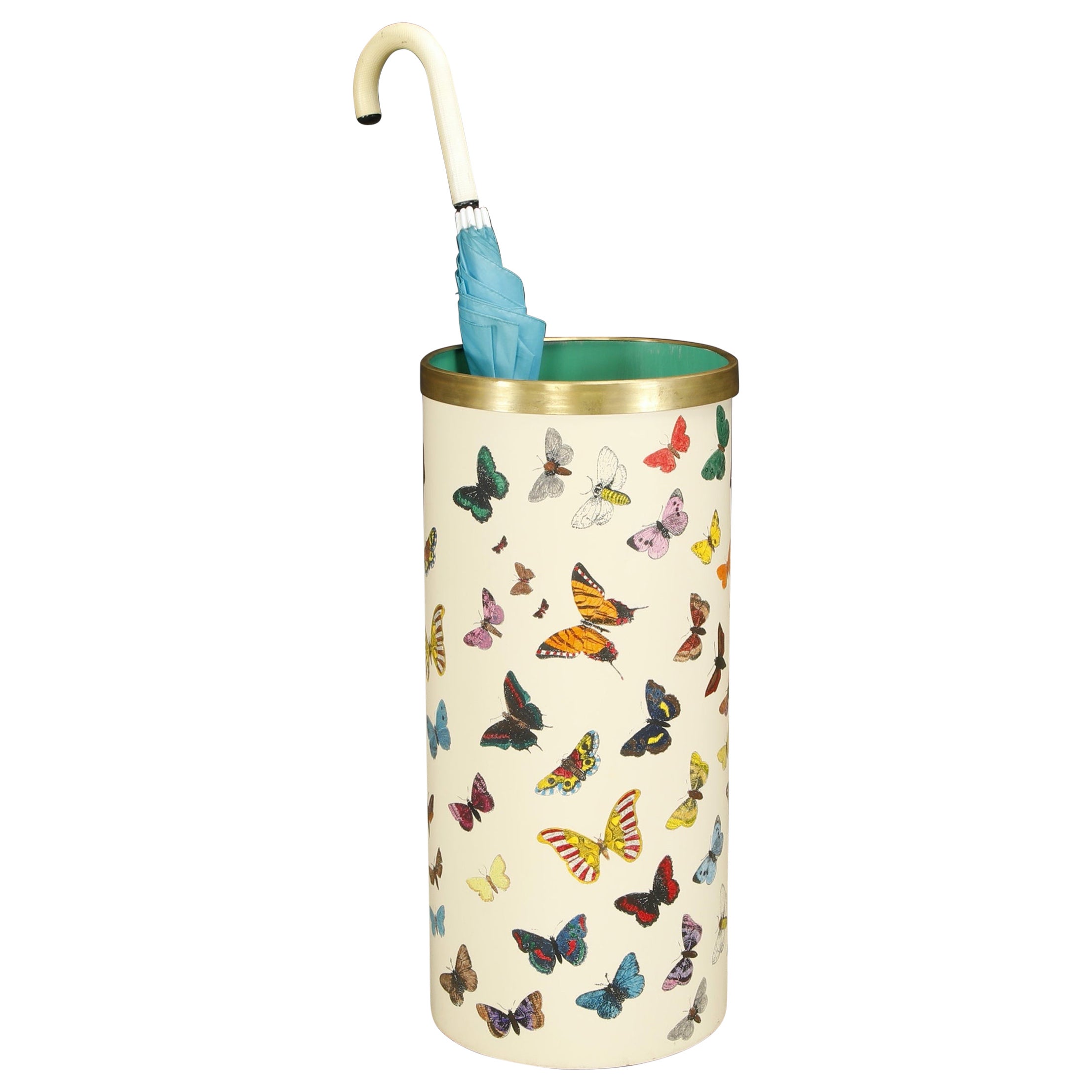 'Butterflies' Umbrella Stand by Piero Fornasetti, circa 1960s Italy, Signed  For Sale