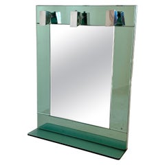 1970s, Aqua Green Glass Wall Mirror