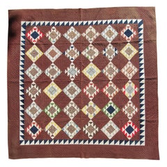 19th Century Early Browns Calico Shoe Fly Quilt