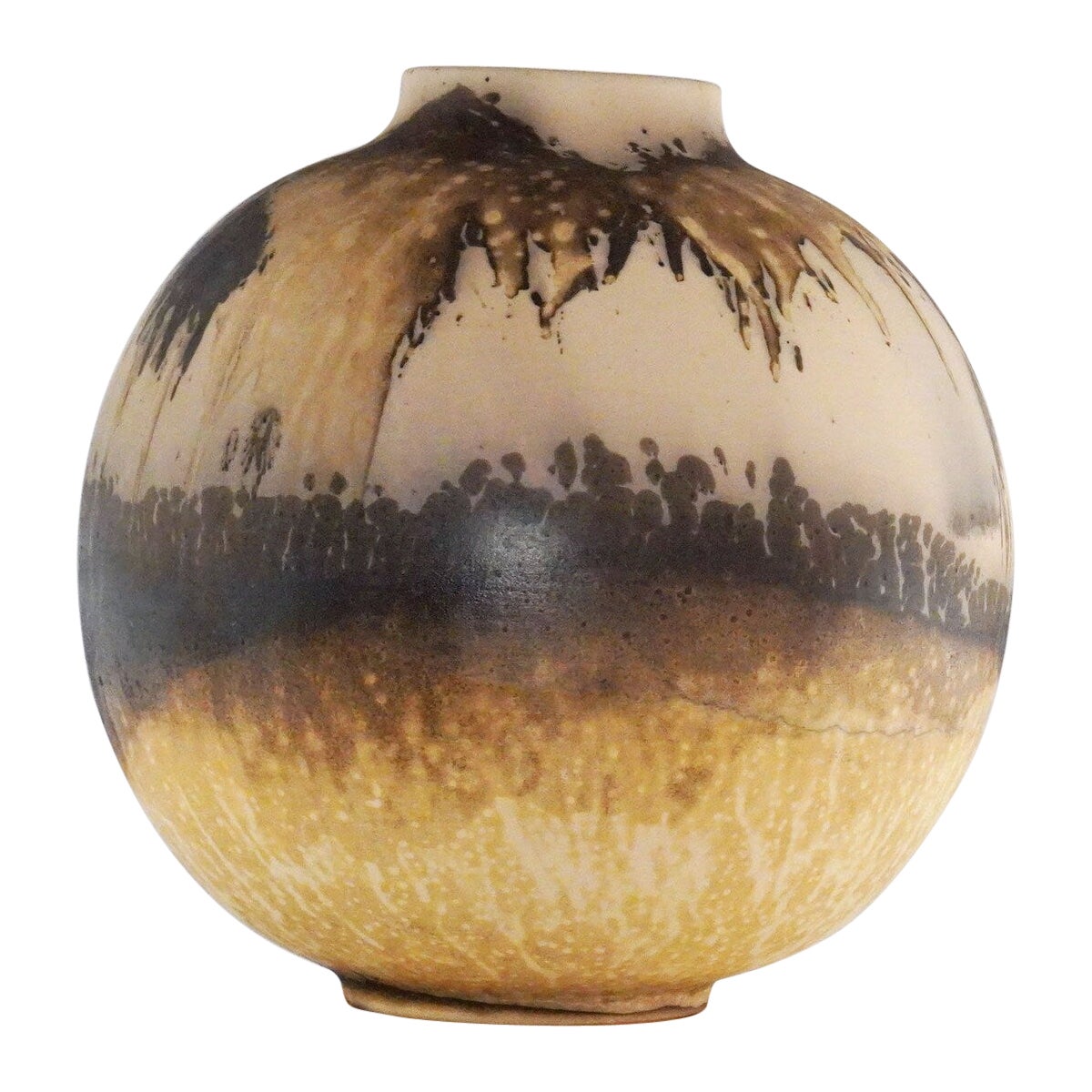 Pre-Order Raku Large 11" Globe Vase , Obvara, Ceramic Pottery Decor For Sale