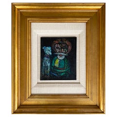 1950s Eduardo Abela Cuban Abstract Painting "Man and His Dog", Published in Book