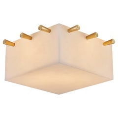 'Chapo' Alabaster and Brass Wall or Ceiling Lamp by Denis De La Mesiere