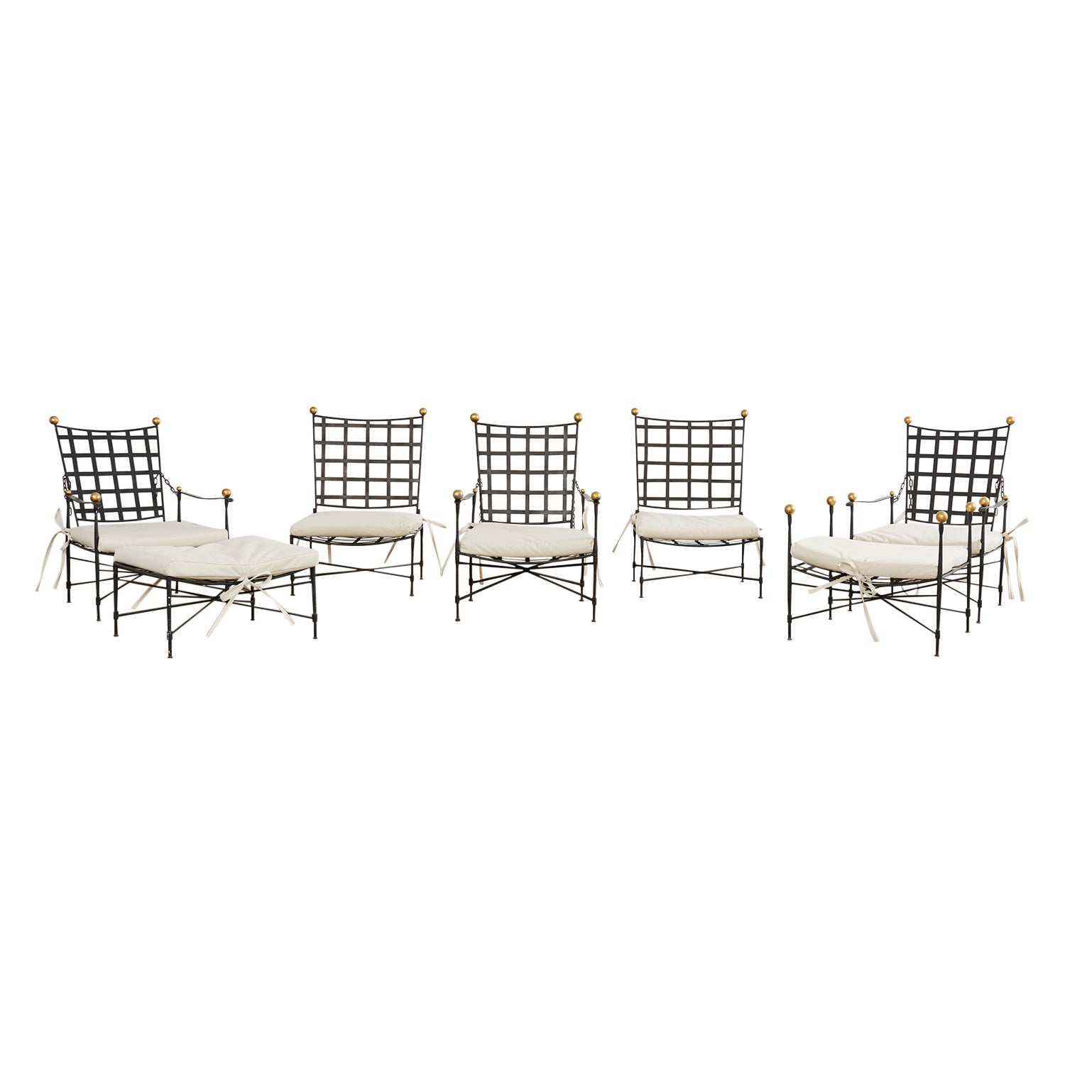 Set of Seven Mario Papperzini for Salterini Garden Lounge Chairs and Ottomans