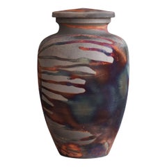 Urne en bronze doré 170 cm de diamètre, cuivre au carbone, poterie Raku en céramique, sur commande