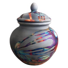 Urne pour animaux Tamashii d'occasion, cuivre au carbone, poterie Raku en céramique