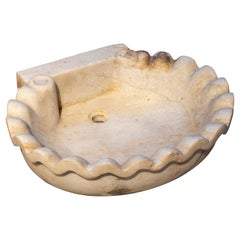 Spanish Hand-Carved Marble Washbasin with Shell Shape