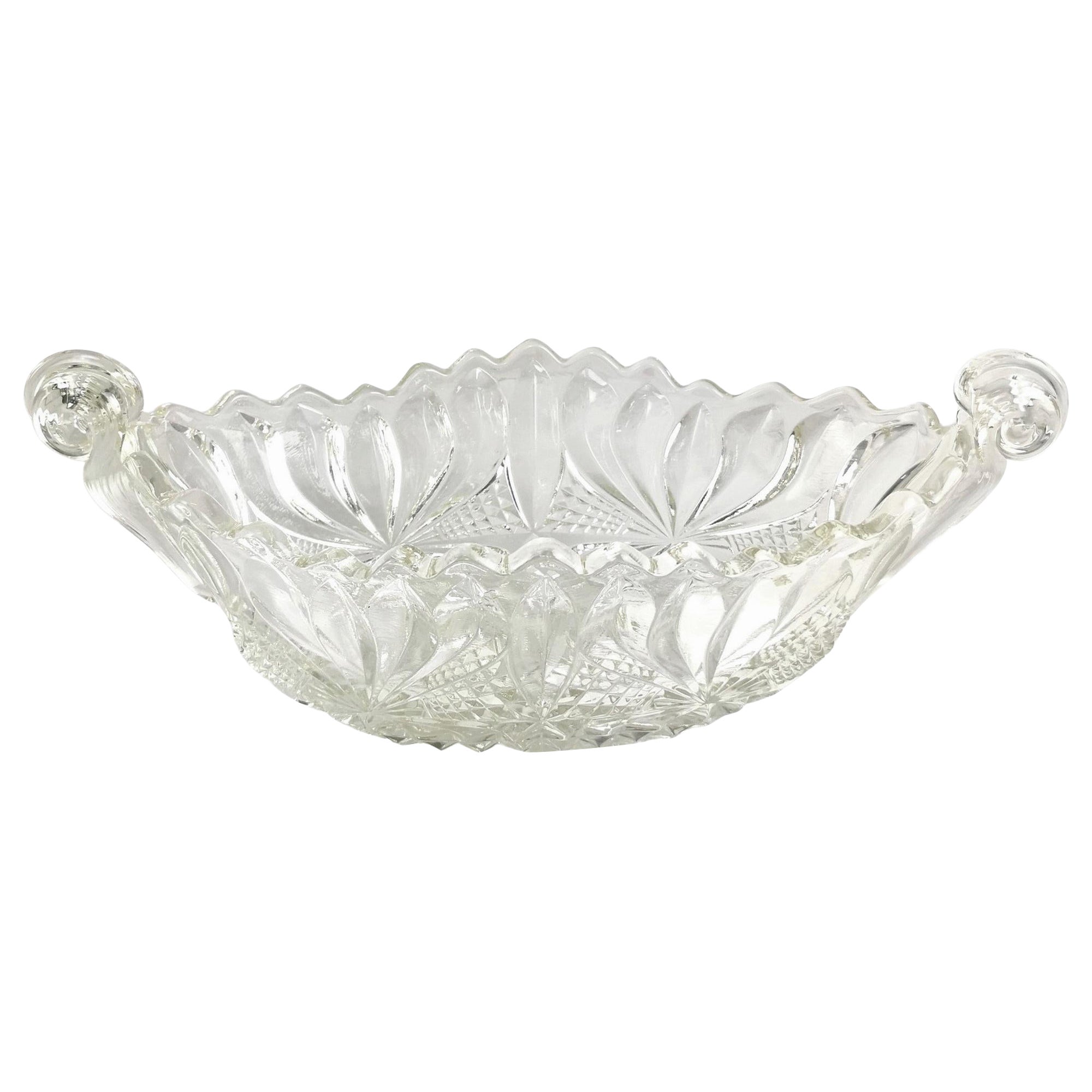 Centro de mesa de cristal tallado transparente Diseño italiano de mediados de siglo, años 50 en venta
