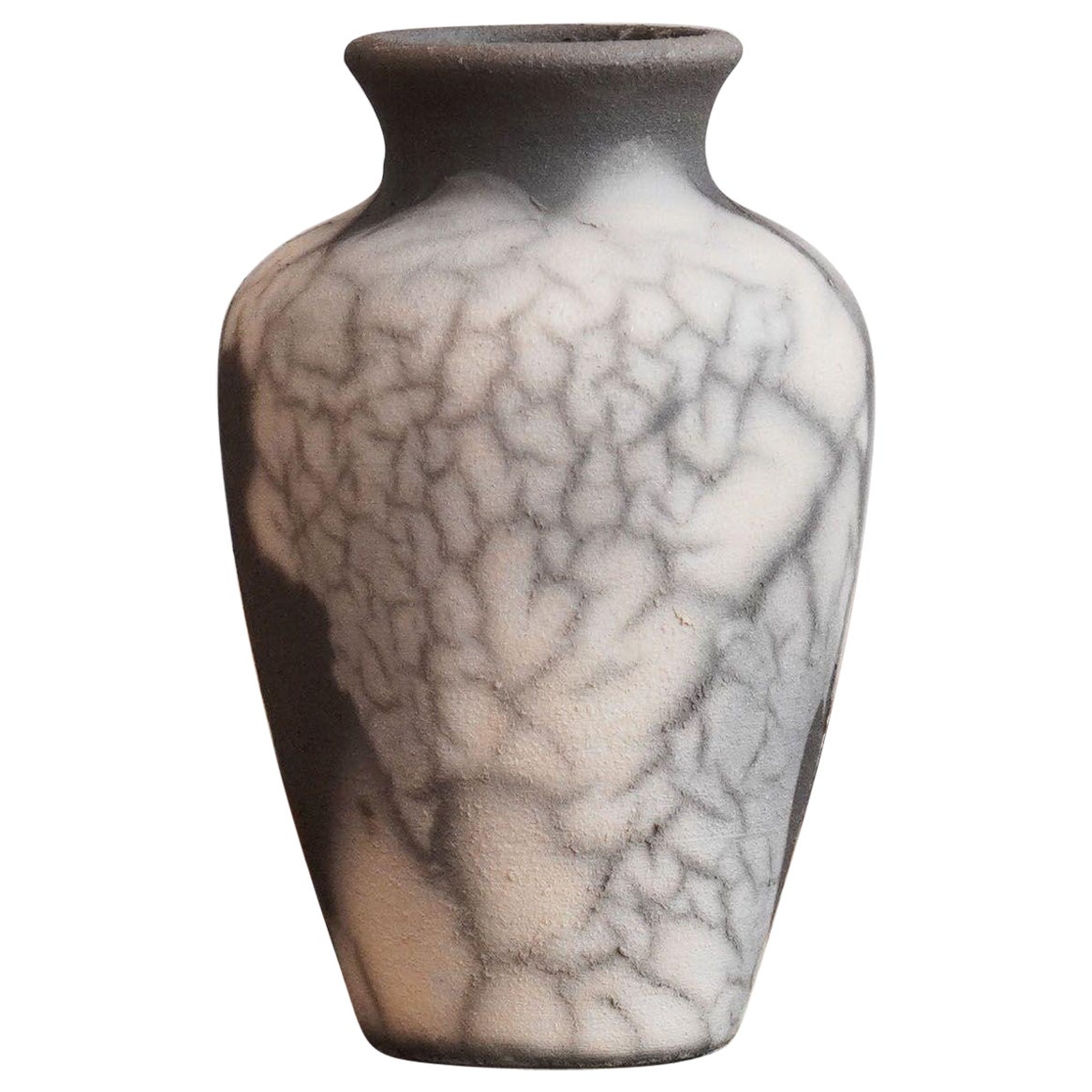Hana O Mini Vase Raku Ceramic, Smoked Raku, Handmade Home Decor Gift For Sale