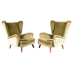 Pair of Mid Century Howard Keith 'Fanfare' Wingback Armchairs
