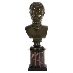 Italian Grand Tour Antique Bronze Sculpture, Bust of Julius Caesar