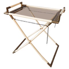 Italian Faux Ivory and Brass Folding Tray Table by Tommaso Barbi