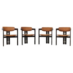 Set of 4 Augusto Savini Pamplona Chairs in Cognac Leather for Pozzi Italy, 1970s