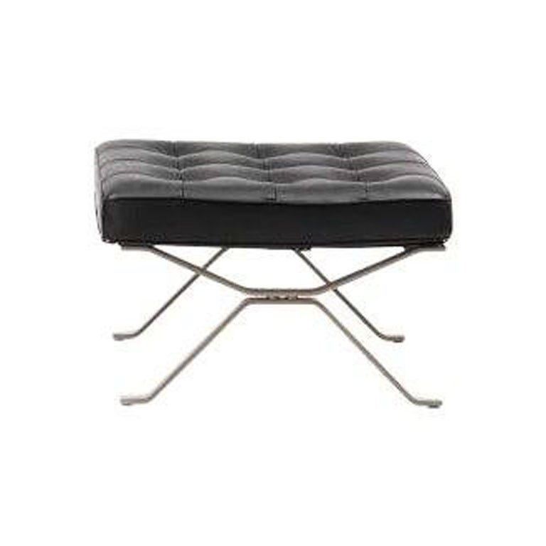 For Sale:  (Black) RH-301 Bauhaus Leather Tufted Footstool by Robert Haussmann for De Sede