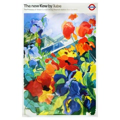 Original Retro Travel Poster London Underground New Kew By Tube Iris Flower