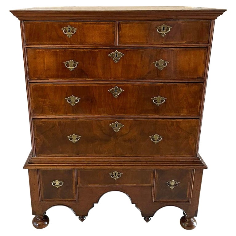 Antique William and Mary Quality Figured Walnut Chest on Stand For Sale ...